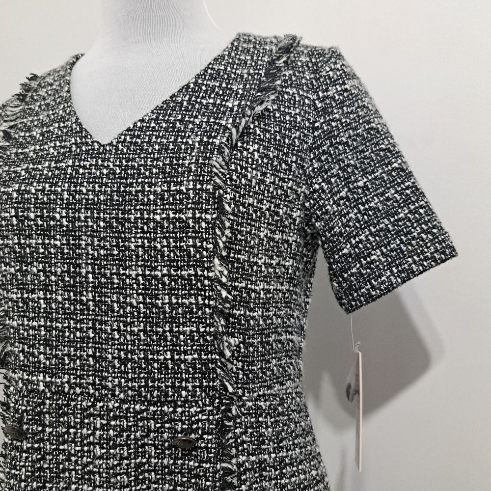 Nanette Lepore Boucle Double Breasted Sheath Mini Dress Black White Size 8 NWT - Picture 10 of 14